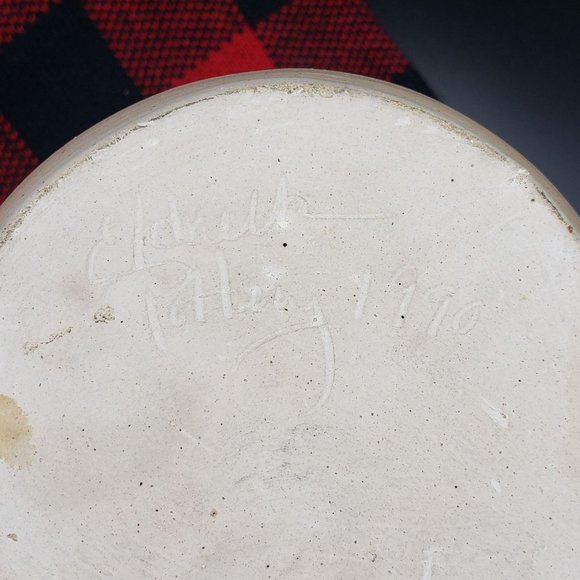 SOLD Eldreth Pottery Vase Santa Blue Salt Glaze 8" Signed Dated 1990 - Picture 8 of 12